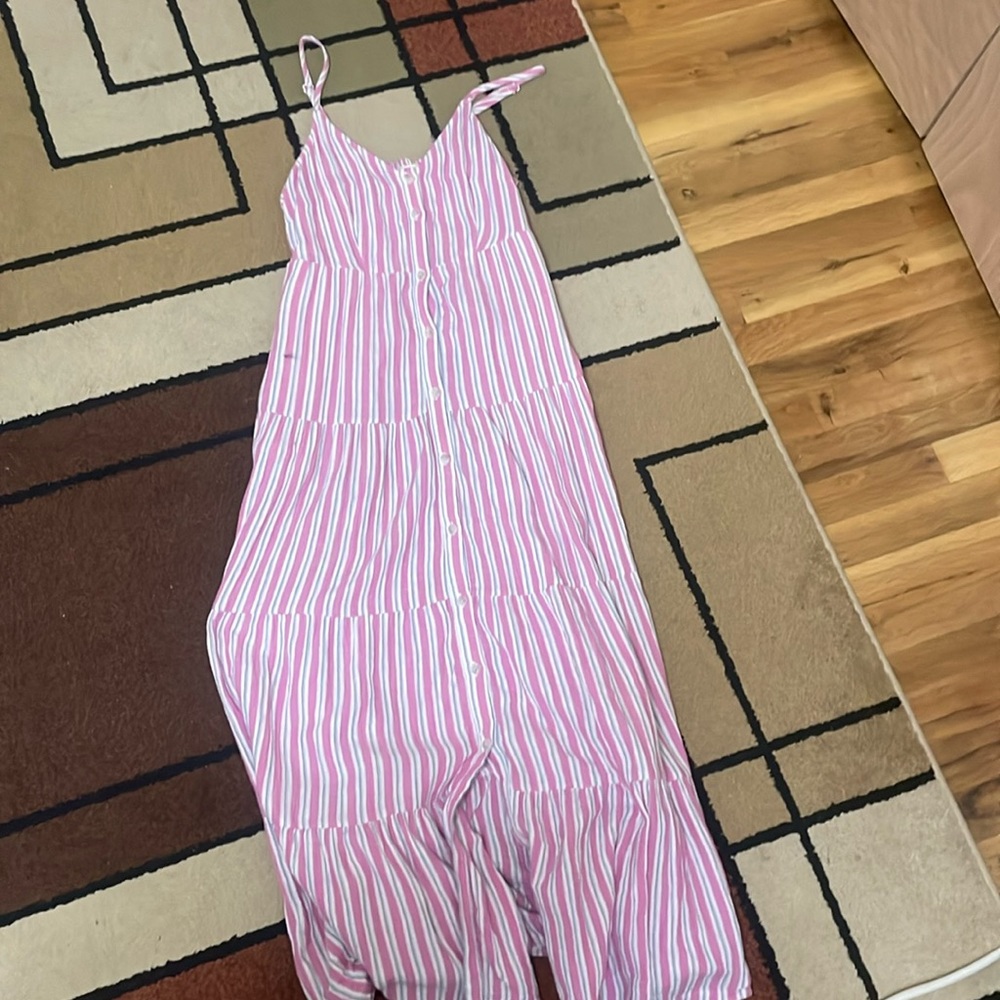 Used Small long pink button up sundress